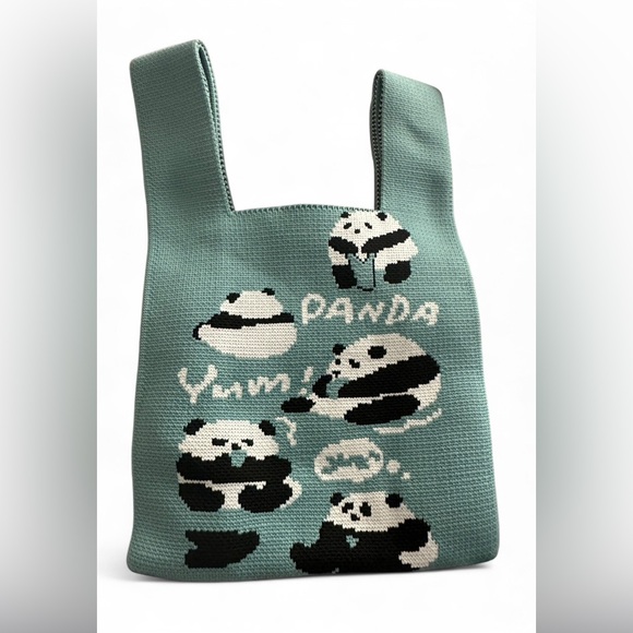 Handbags - Cute Mini Panda Knit Tote Bag
